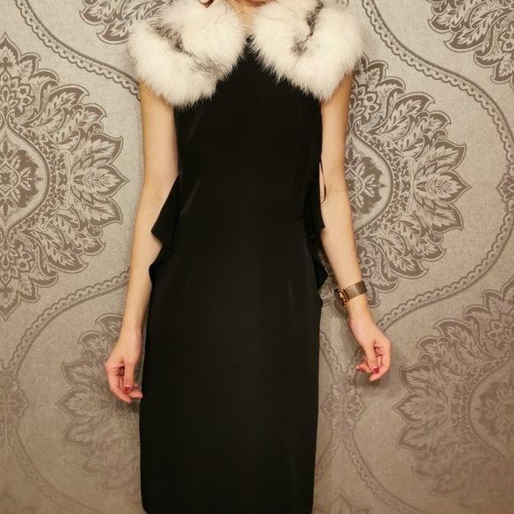 Prada Dresses & Skirts - BNWT Prada Milano silk dress w/ fox fur collar